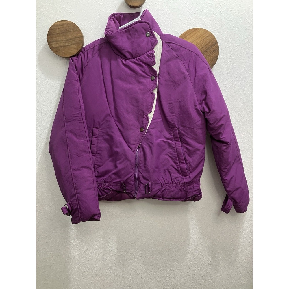 VTG 80s Climate Zone Women's Purple‎ Retro Ski Puffer Jacket Cropped Snow Bunny